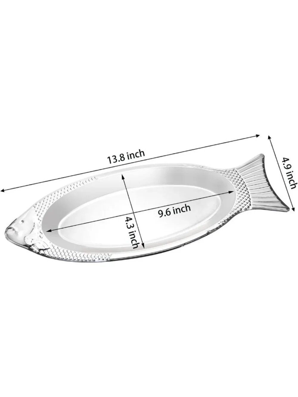 6 Pack Fish-Shaped Serving Platters - Stainless Steel Sizzling Trays for